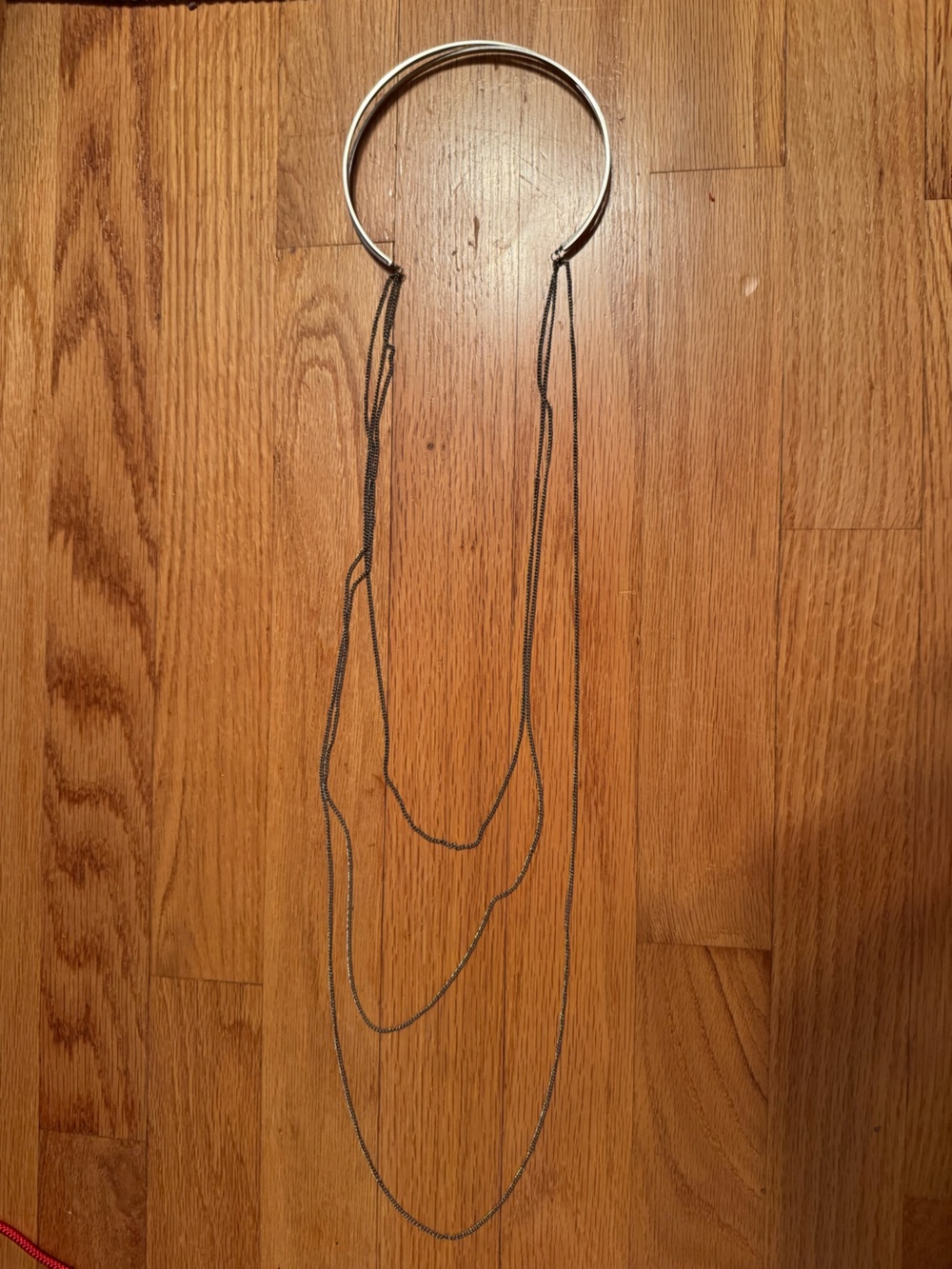 Long Thin Silver-Tone Chain Necklace